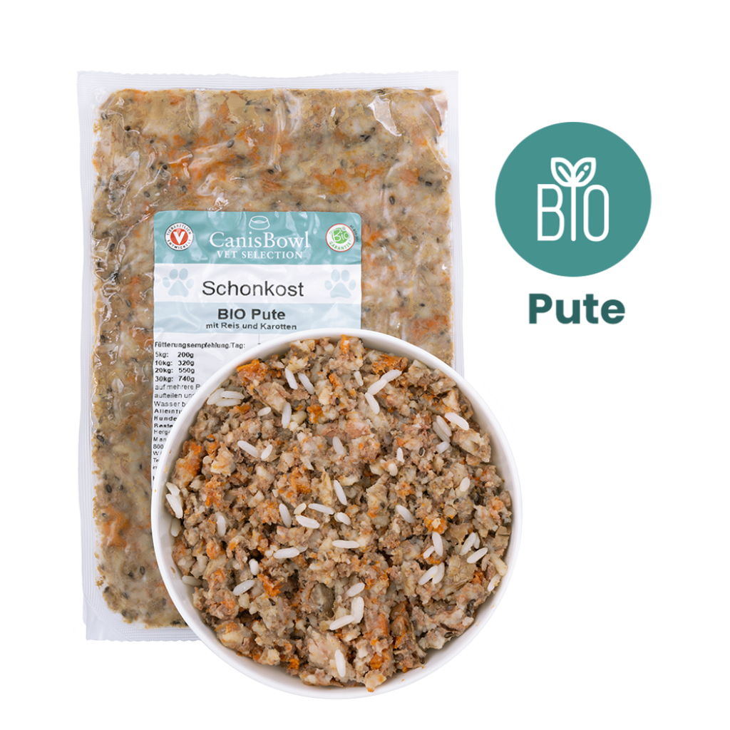 CanisBowl BIO-SCHONKOST Pute mit Reis und Karotten 350 g